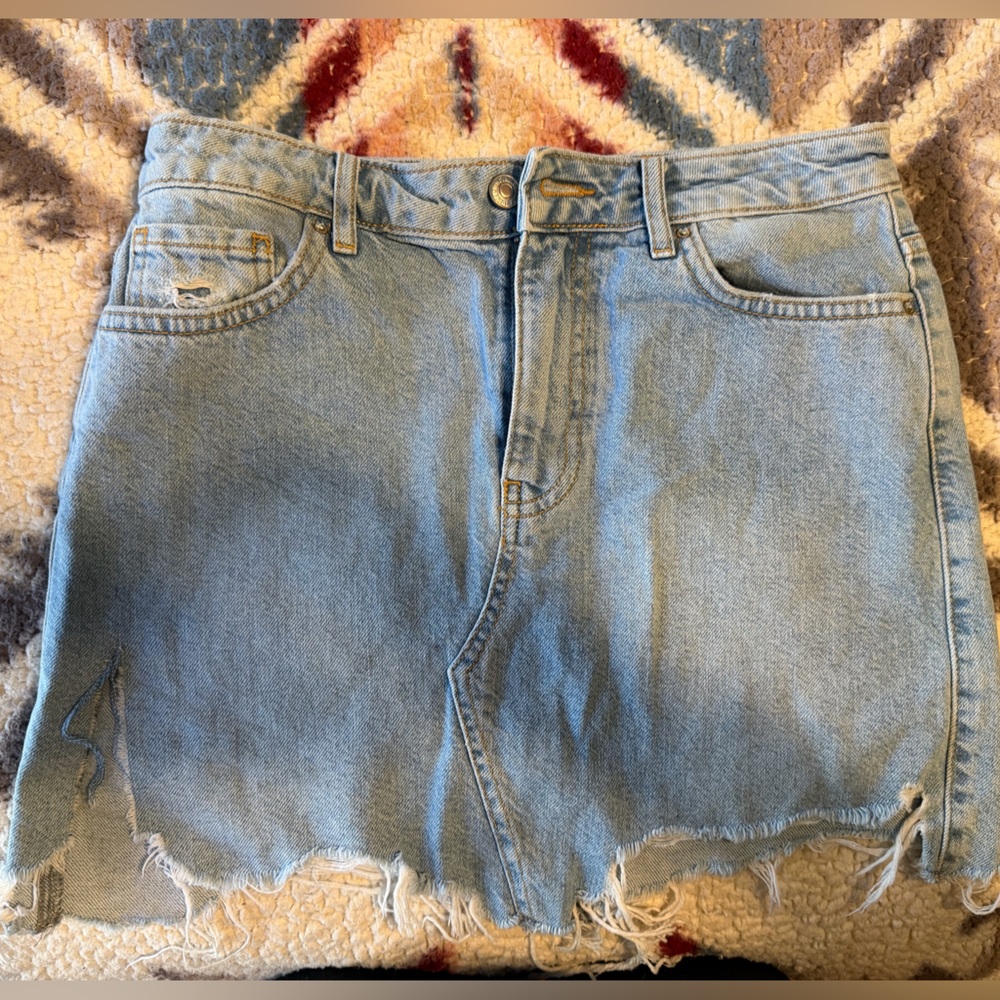 Forever 21 Light Blue Distressed Mini Skirt